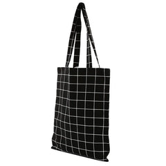 Women Canvas Plaid Shoulder Tote Bag Eco Shopping Large