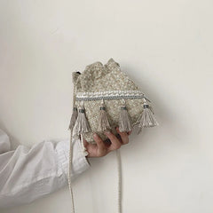 Chinese Style Tassel Bucket Bag Small Handbag