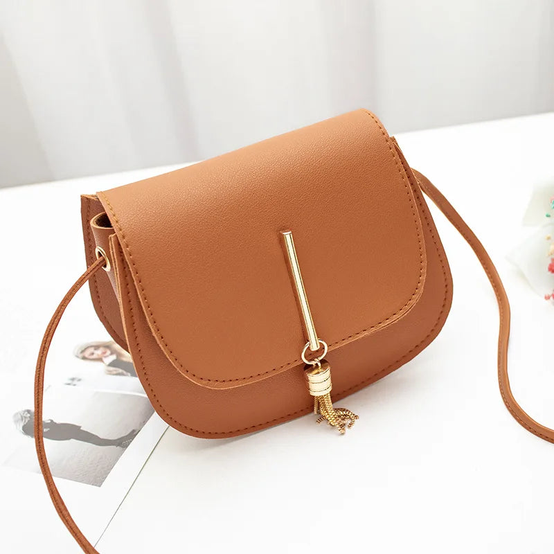 Women Tassel Crossbody Bag PU Leather Small Flap Shoulder Bag
