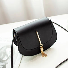 Women Tassel Crossbody Bag PU Leather Small Flap Shoulder Bag