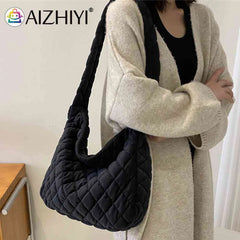 Women Top Handle Bag Autumn Winter Crossbody Satchel Quilted Rhombus