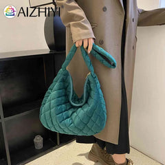 Women Top Handle Bag Autumn Winter Crossbody Satchel Quilted Rhombus