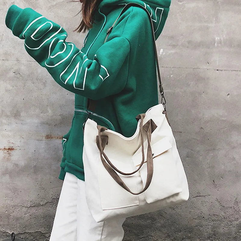 Canvas Women Top Handle Bag Eco Tote Retro Shopping Bags
