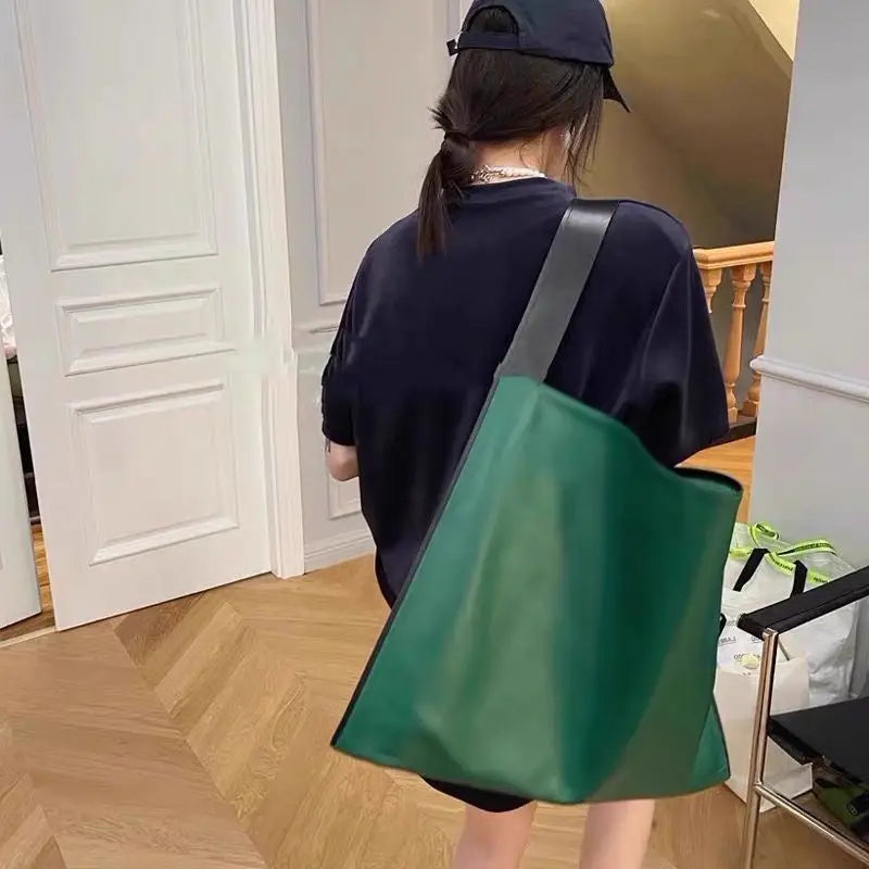 Women Tote Bag Casual Solid Soft High-Capacity Shoulder Bag Handbag