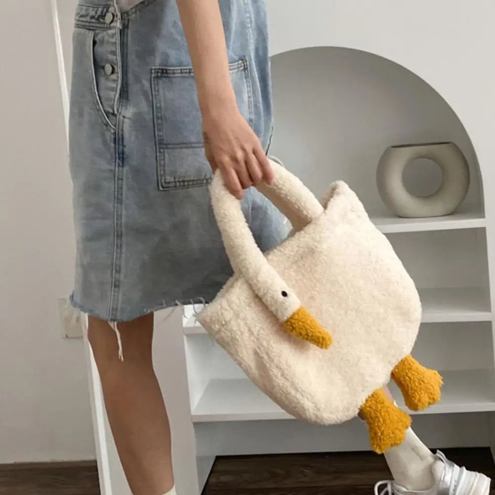 Animal Shape Faux Lambswool Fur Tote Bag - Large Capacity Handbag for Women