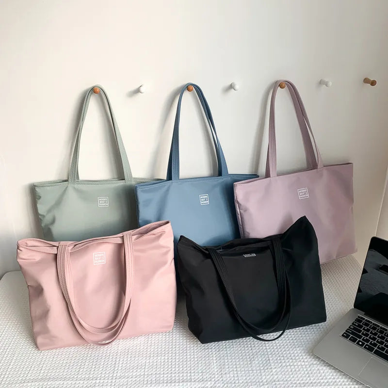 Large Capacity Women's Tote Bag Waterproof Nylon Cloth Shopping Shoulder Bag