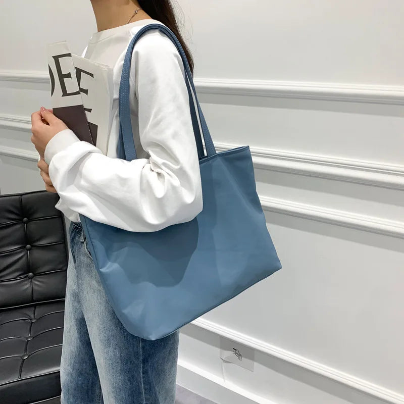 Large Capacity Women's Tote Bag Waterproof Nylon Cloth Shopping Shoulder Bag