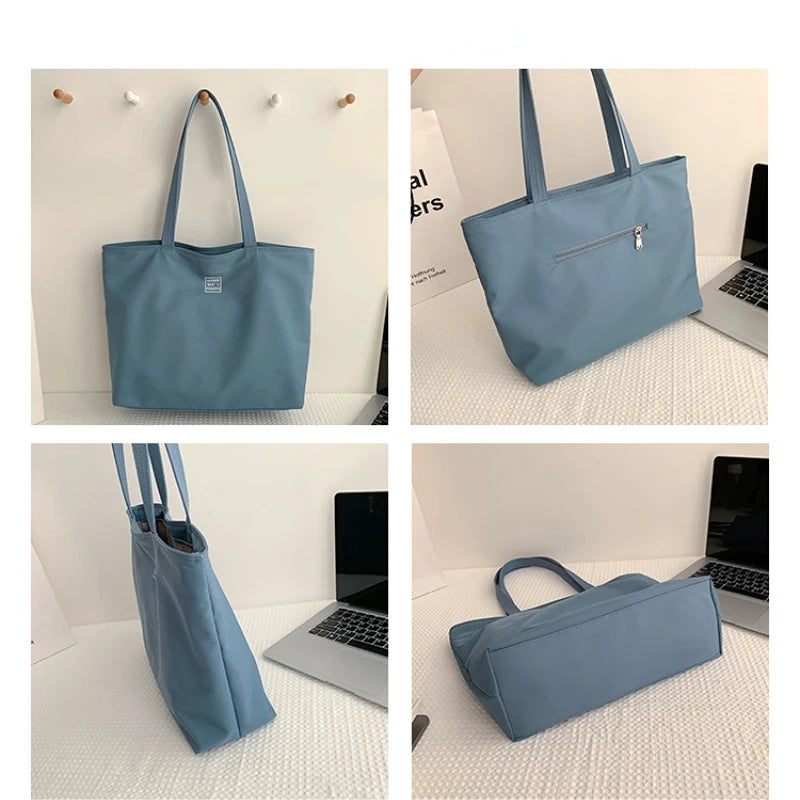 Large Capacity Women's Tote Bag Waterproof Nylon Cloth Shopping Shoulder Bag