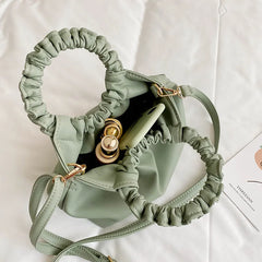 Women Totes Bag PU Leather Retro Ring Handle Handbag