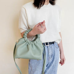 Women Totes Bag PU Leather Retro Ring Handle Handbag
