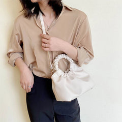 Women Totes Bag PU Leather Retro Ring Handle Handbag