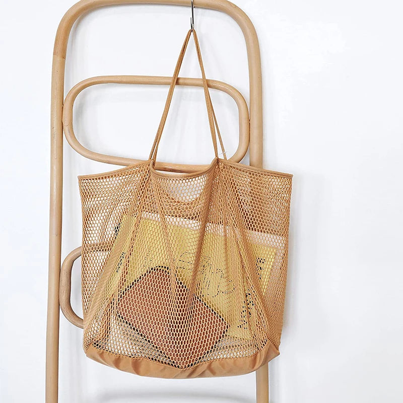 Women Mesh Shoulder Bag Large Capacity Eco Shopper Totes