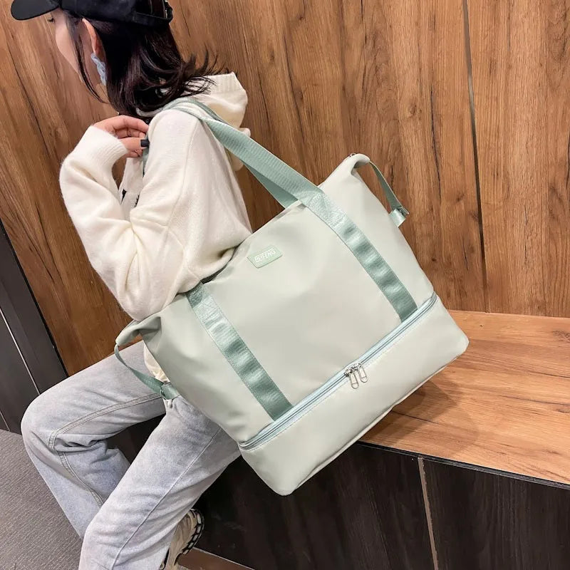 Women Travel Bag Duffle Handbag Wet Dry Separation Waterproof Sport Fitness