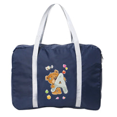 Women Travel Bags Bear Letter Print Foldable Large Capacity Luggage Bag