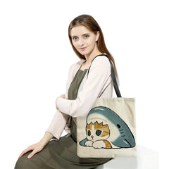 Shark Cat Print Tote Bag Shoulder Bag Customizable Eco Friendly