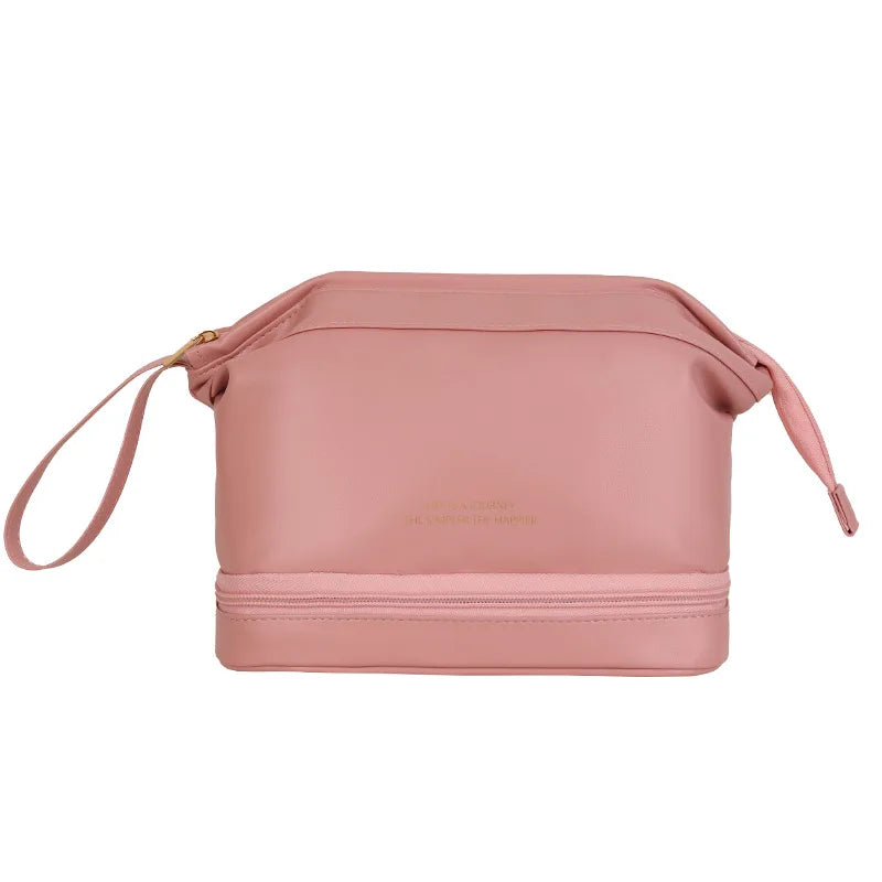 Women Travel Cosmetic Bag PU Leather Make Up Pouch