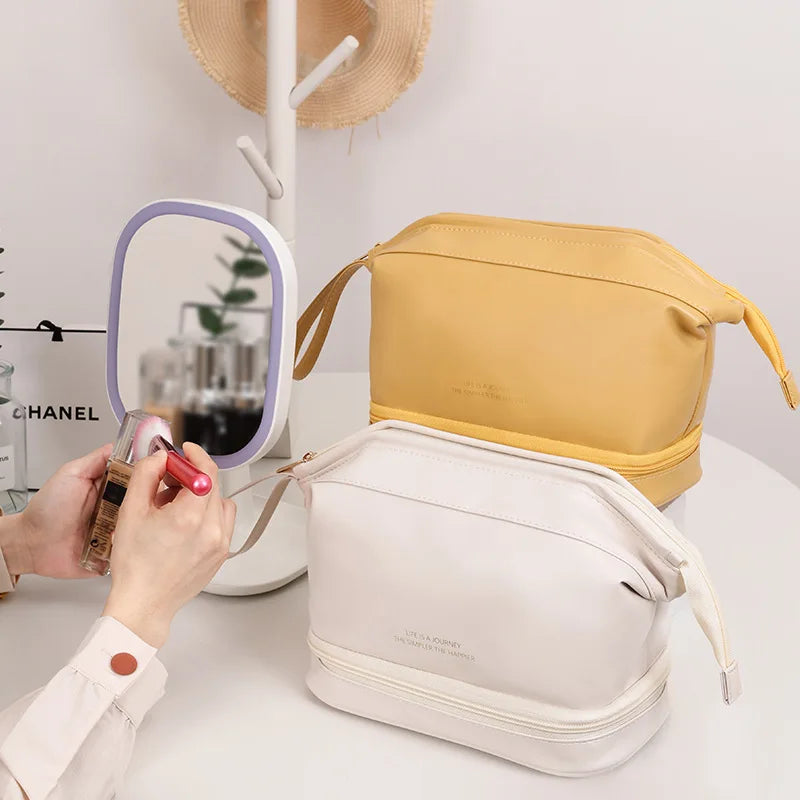 Women Travel Cosmetic Bag PU Leather Make Up Pouch