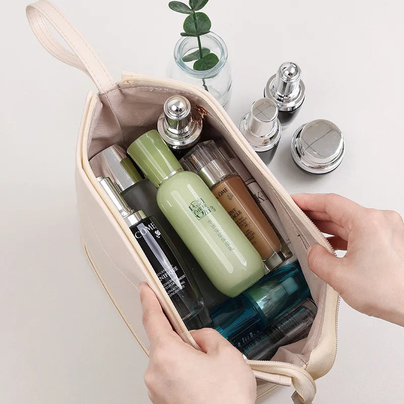 Women Travel Cosmetic Bag PU Leather Make Up Pouch