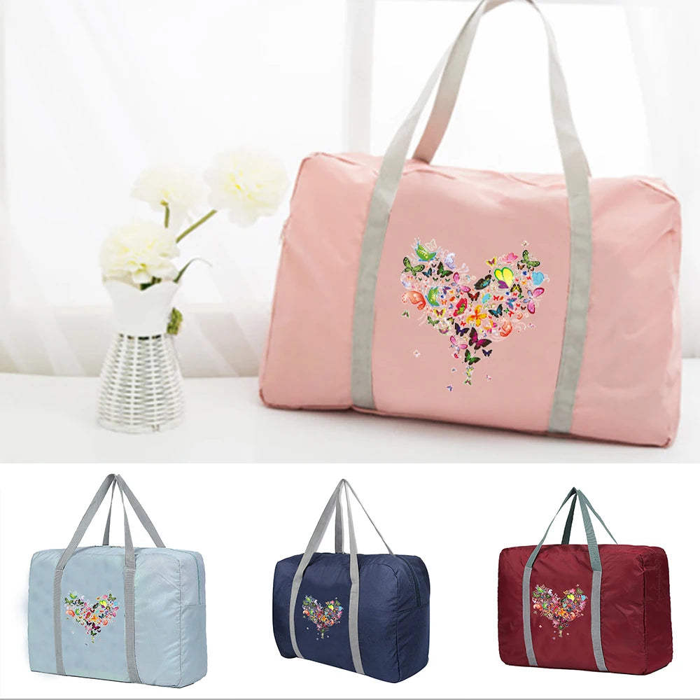 Women Travel Tote Bag Foldable Clothing Luggage Organizer Portable Handbags
