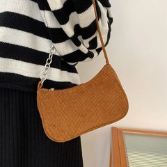 Soft Plush Shoulder Retro Corduroy Bag Autumn Winter Handbag
