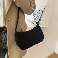 Soft Plush Shoulder Retro Corduroy Bag Autumn Winter Handbag