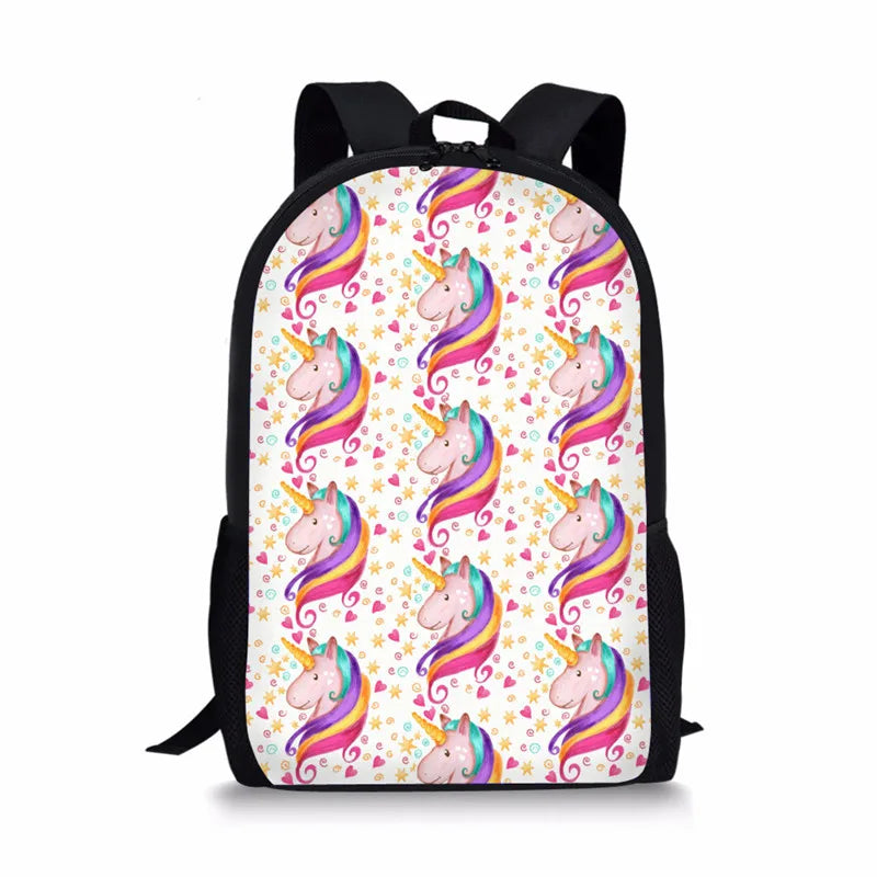 Women Unicorn Printed School Bags For Teenage Girls Shoulder Bags