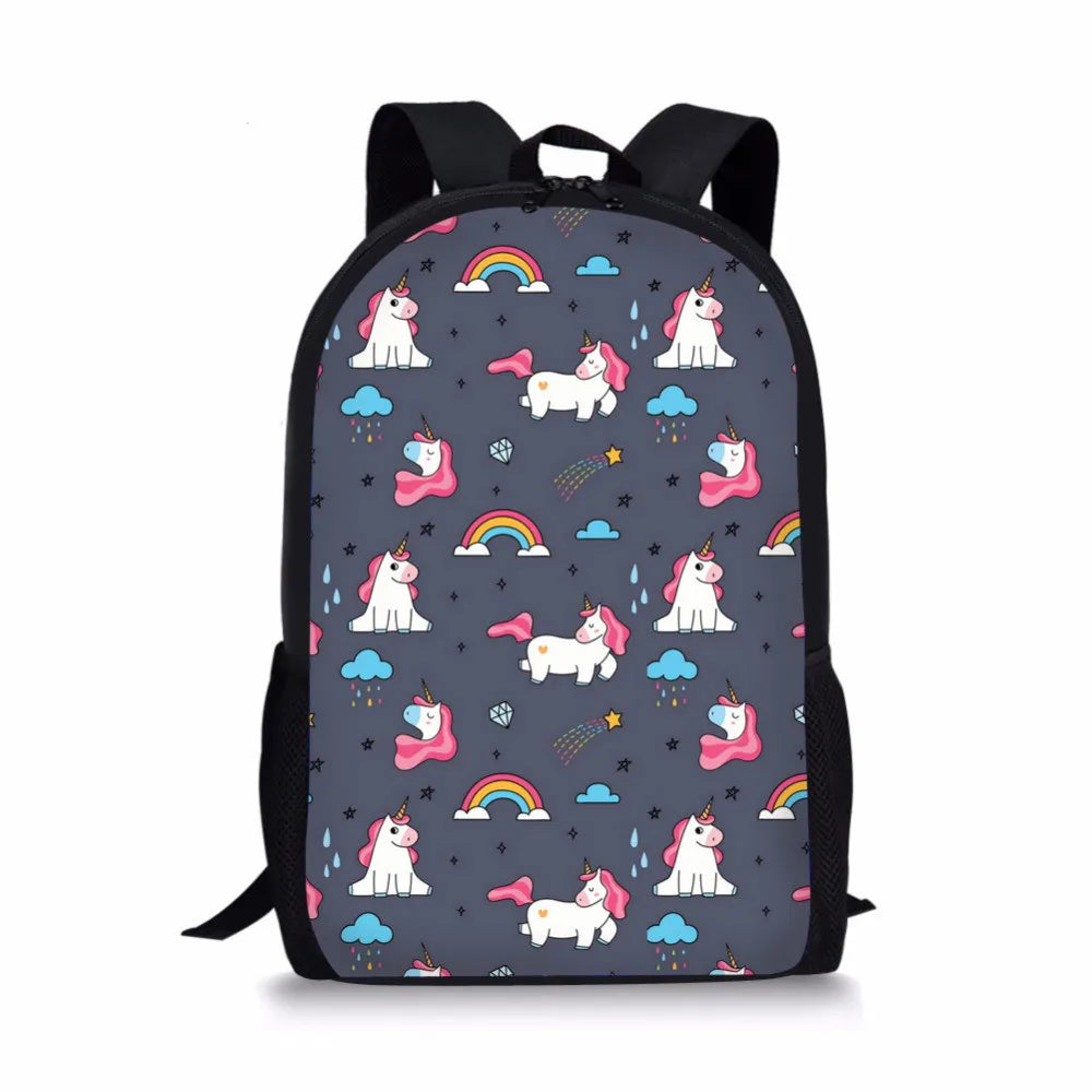 Women Unicorn Printed School Bags For Teenage Girls Shoulder Bags