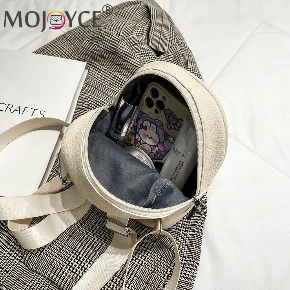 Vintage PU Leather Backpack Preppy Style School Bag