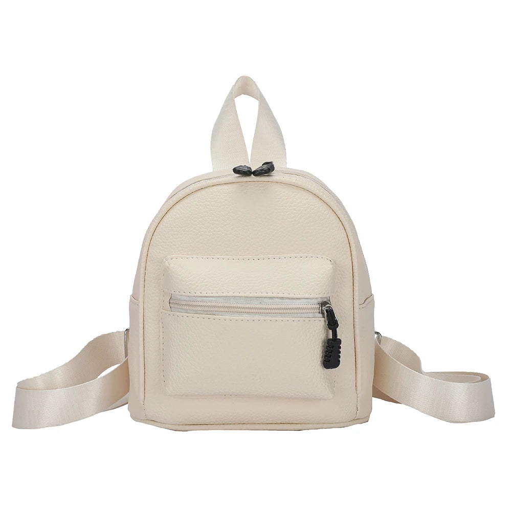 Vintage PU Leather Backpack Preppy Style Shoulder School Bag