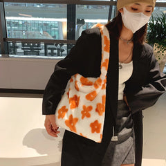 Vintage Plush Shoulder Bags Women Plush Shopper Handbags