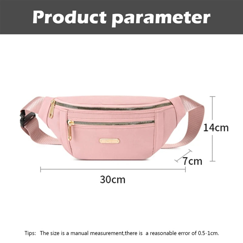 Women Zipper Waist Bag Fanny Pack Chest Crossbody Bag