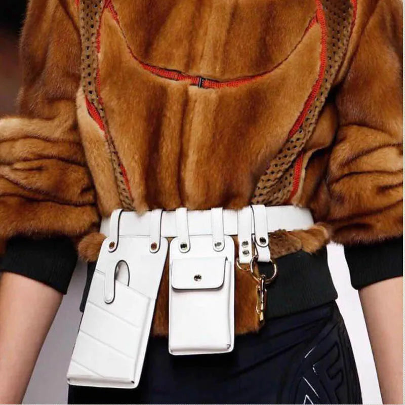 Leather Waist Belt Bag Crossbody Chest Bags Girl Fanny Pack Small Phone Pack