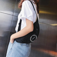 Women Waist Bag Letter Nylon Waterproof Shoulder Banana Bag