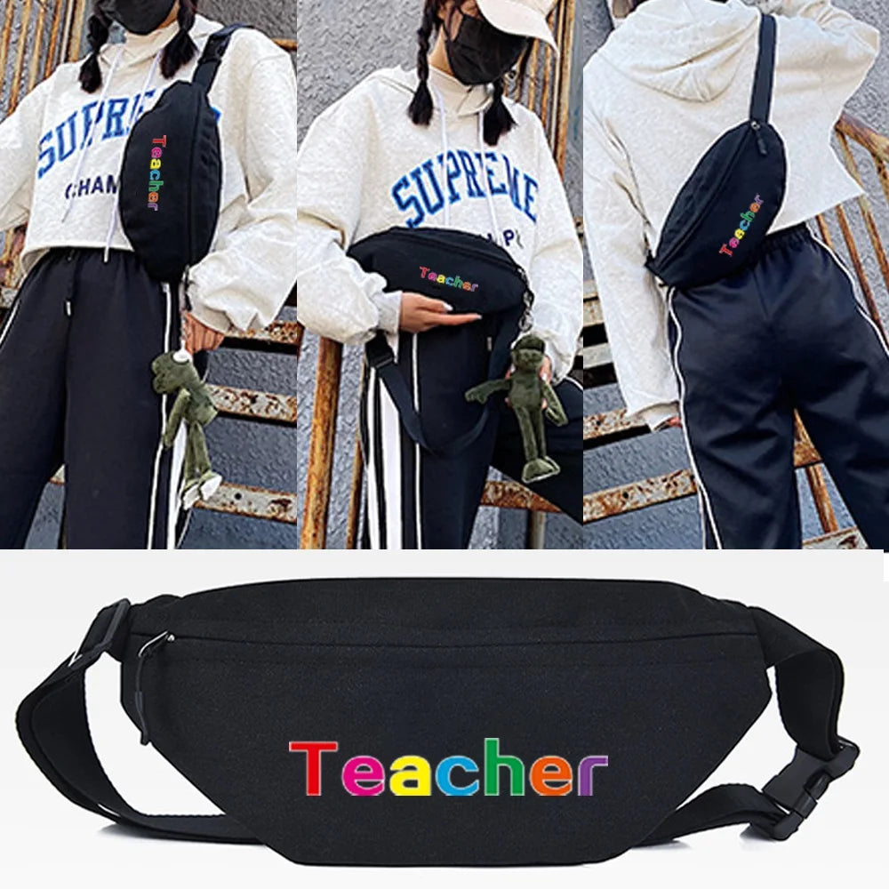 Women Waist Bag Multicolor Letter Print Chest Pack Running Crossbody Bag