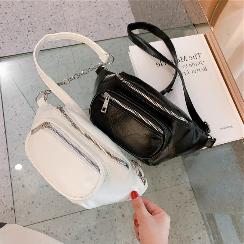 Women Waist Bag Messenger Chest Bag Long Zipper Casual Sports Bag