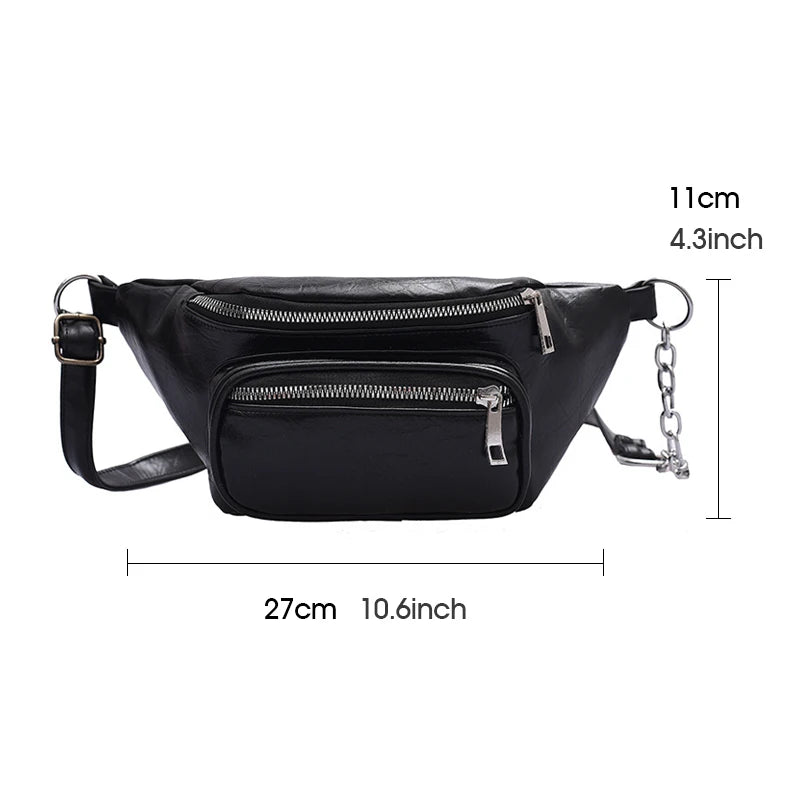 Women Waist Bag Messenger Chest Bag Long Zipper Casual Sports Bag