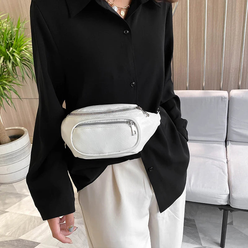 Women Waist Bag Messenger Chest Bag Long Zipper Casual Sports Bag