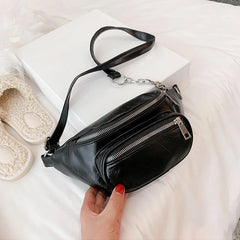 Women Waist Bag Messenger Chest Bag Long Zipper Casual Sports Bag