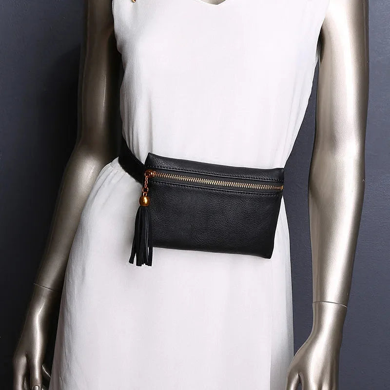 Women Waist Bag Tassel Fanny Pack Belt Small Cell Phone Purse
