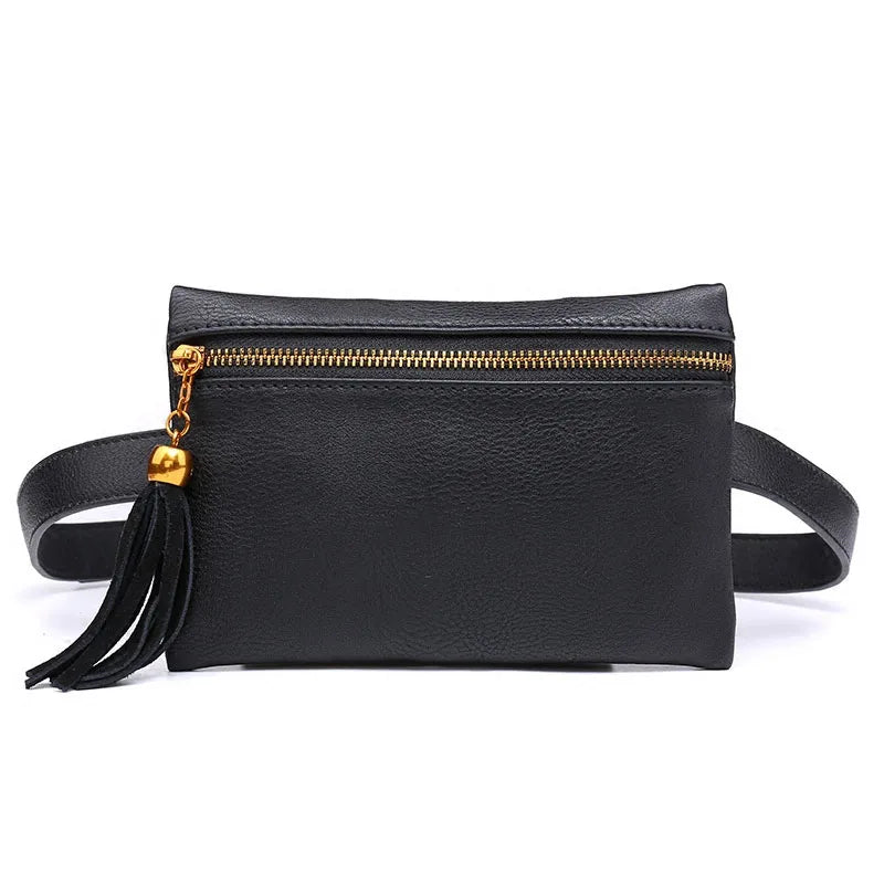 Women Waist Bag Tassel Fanny Pack Belt Small Cell Phone Purse