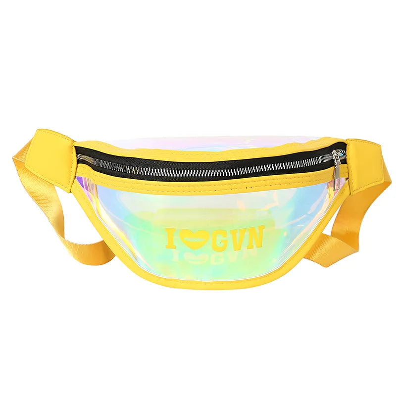 Women Waist Bag transparent laser belt bag wild letter chest bag