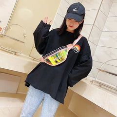 Women Waist Bag transparent laser belt bag wild letter chest bag