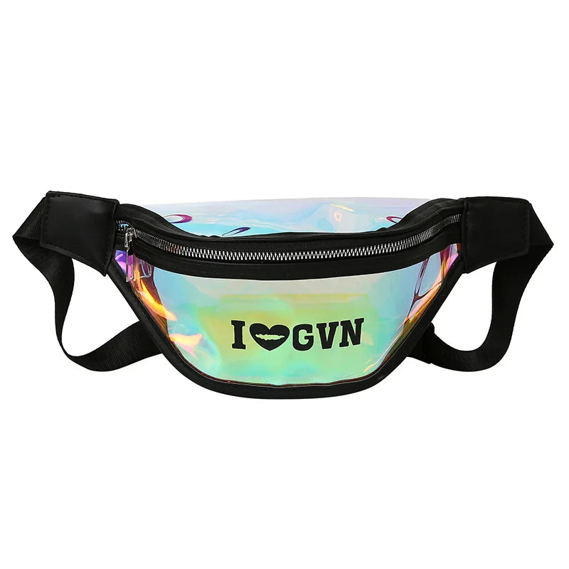 Women Waist Bag transparent laser belt bag wild letter chest bag