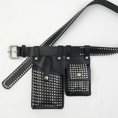 Women Waist Pack PU Leather Fanny Pack Punk Belt Bag Crossbody Bags