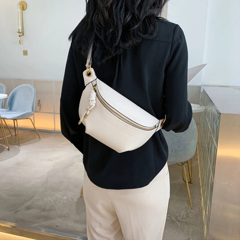 Women Waist Packs Leather Belt Bags High Shoulder Wild Messenger Chest Crossbody