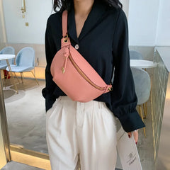 Women Waist Packs Leather Belt Bags High Shoulder Wild Messenger Chest Crossbody