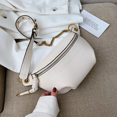 Leather Fanny Waist Pack Letter Belt Bag