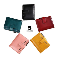 Women Wallet Leather Retro Oil Wax Cowhide Short Zipper Small Coin Purse