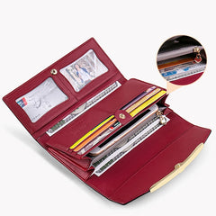 Women Leather Clutch Wallet Long Diamond Hasp 3-Fold