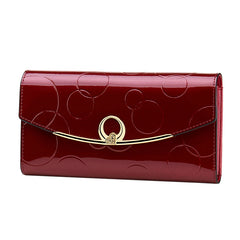 Women Leather Clutch Wallet Long Diamond Hasp 3-Fold